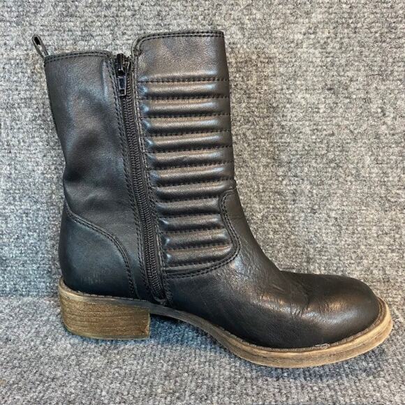 Lucky Brand Black Dunes Leather Buckle Booties Moto Boots Womens 6 - Picture 2 of 9
